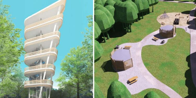 30-metrowa wieża widokowa z widokiem na Zalew Szczeciński