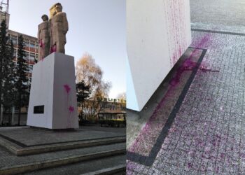 Nieznani sprawcy oblali farbą pomnik z sowieckim żołnierzem. Matecki oferuje bezpłatną pomoc prawną