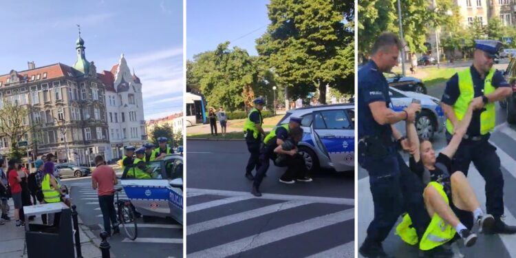 Szczecin: Awantura na Placu Grunwaldzkim. Lewicowi aktywiści blokują rondo