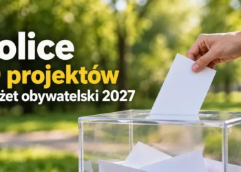 Dłoń wkładająca kartę do urny - ilustracja budżetu obywatelskiego w Policach